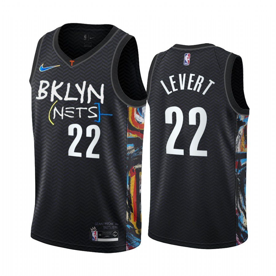 Men Brooklyn Nets #22 caris levert black city edition honor basquiat 2020 nba jersey